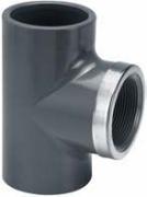 PVC T-stuk lijm x binnendraad rvs ring